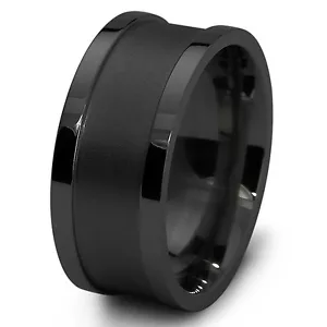 Stainless Steel Midnight Matte Black Mens Biker Ring 10MM | FREE ENGRAVING - Picture 1 of 6