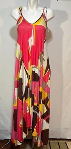 French Connection Mujeres Rosa Amarillo Largo Verano Vestido Tienda Viscosa 4 Cinturón Pequeño - Imagen 1 de 9