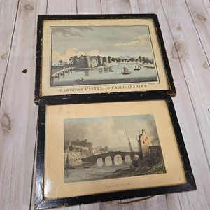 Coppia di antiche stampe artistiche vintage con cornice di cardigan, Alex Hogg. Castello - Foto 1 di 18