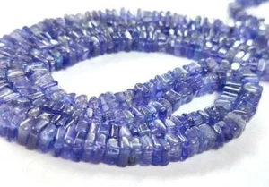 AAA+ Natural Tanzanite Smooth Square Shape Beads 16" Dark Blue 5-6 mm Heishi Cut - Picture 1 of 3