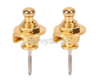 2 peças botões de trava de alça de guitarra cabeça redonda para baixo de guitarra estilo Schaller dourado - Imagem 1 de 4