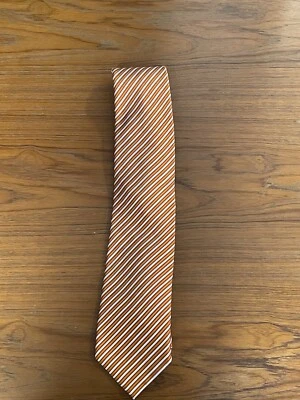 Corbata de seda Contess Mara.  Naranja con rayas blancas. Foto 1 de 3