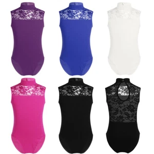 UK Girls Floral Lace Ballet Dance Gymnastic Leotard Sports Dancewear Bodysuit - Picture 1 of 38