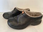 MERRELL Women’s Primo Chill Slide BLACK Leather Faux Fur Lined Clogs/Mules 8M