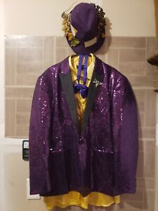 Mage Male Purple Mens Jacket Size XXXL With Gold Shirt And Hat Costume 