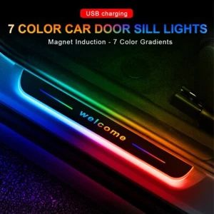 LED Welcome Logo Car Door Sill Pedal Light Wireless USB Dynamic Symphony Lamp - Bild 1 von 13