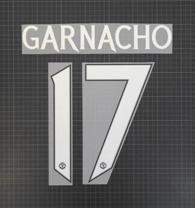 GARNACHO #17 2023-2024 Player Size European & Cup Home White Nameset - Picture 1 of 1
