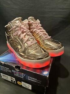 Skechers Energy Lights Eliptic Lace-Up Fashion Sneakers Rose Gold Girls Sz 7 EUC