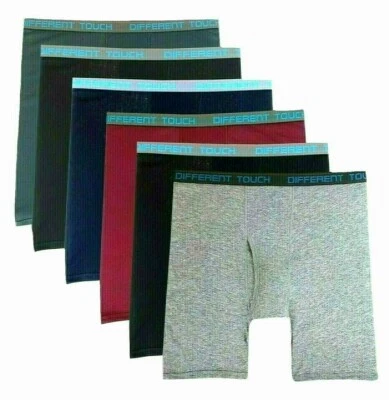 6 pack DIFFERENT TOUCH Mens LONG LEG Boxer Brief Underwear MIX COLOR 3X-4X-5X-6X - Image 1 of 4