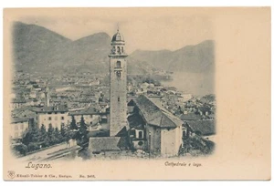 Tarjeta postal de la Torre de la Catedral de Lugano Suiza Künzli-Tobler & Cie, Zurich - Imagen 1 de 2