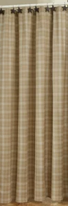 Fieldstone Tan Cream Plaid Country Farmhouse Woven Cotton Shower Curtain - Picture 1 of 1