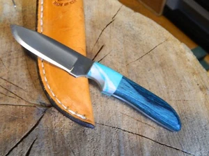ANZA KNIFE Co. WE HAVE 1- 6" FIXED BLADE WITH A MULTI-COLORED FINGER CUT LEA SH - Picture 1 of 12