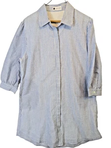 Caryn Lawn Hemdblusenkleid Gr. XL blau gestreift langarm gefüttert Knopfleiste Urlaub - Bild 1 von 16