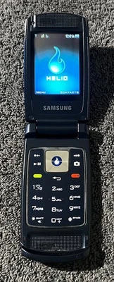 Rare Vintage 2007 Samsung Flip Phone SPH-A513 Helio Fin Dual Band 3GB Blue/Black - Image 1 of 4