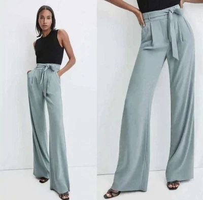 Veronica Beard Trevina Wide Leg Pants Pale Green Size 2 - Image 1 of 4