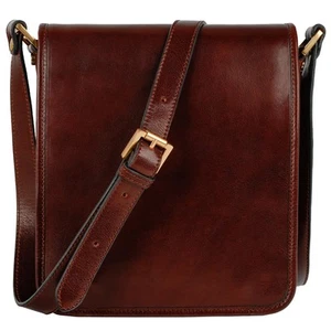 Italian Leather Messenger Bag for Men - Full Grain Crossbody, Tablet-Sized Sh... - Picture 1 of 7