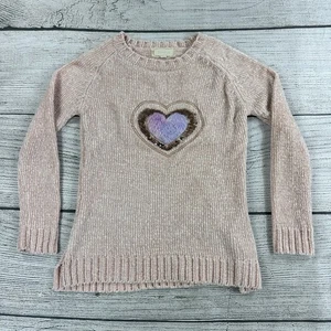 Btween Girls Pullover Sweater Size 12 Fussy Sequin Heart Soft Comfy Sweater PINK - Picture 1 of 8