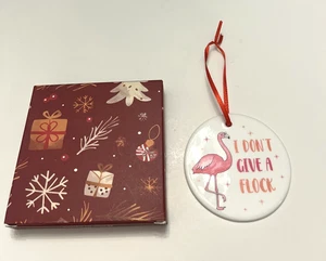 Decorazione natalizia ceramica bianca rosa fenicottero divertente regalo stelle double face #2 - Foto 1 di 11