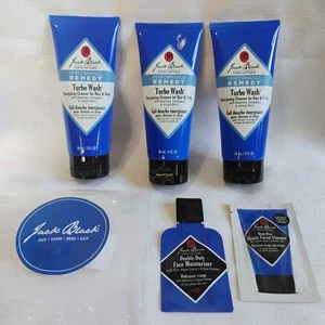 Jack Black Mens Skincare Lot 3x 3oz Turbo Wash Body & Hair Cleanser +Samples NEW - Picture 1 of 11