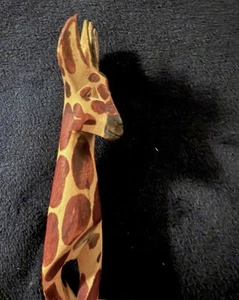 Cucchiaio folkart vintage 10,5” legno intagliato a mano giraffa africana da collezione - Foto 1 di 5