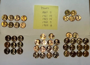 Lincoln Gem Proof Memorial Cents 50pcs  1960   1961   1962   1963   1964  Proofs - Picture 1 of 6