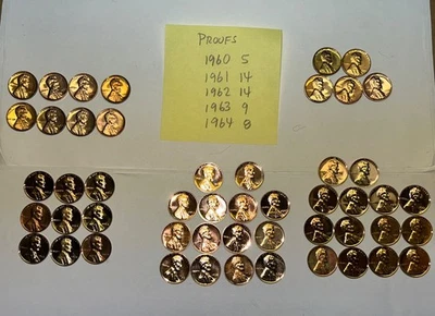 Lincoln Gem Proof Memorial Cents 50pcs  1960   1961   1962   1963   1964  Proofs - Image 1 of 4