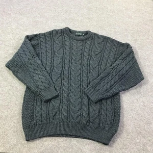 Suéter Blarney Woollen Mills Para Hombres XL Gris Aran Cable Tejido Lana Cuello Redondo Grueso - Imagen 1 de 12