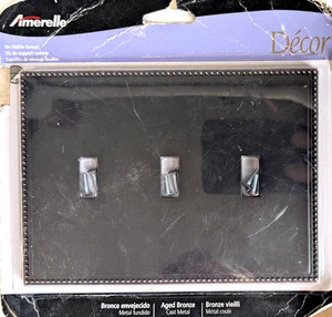 Amerelle Dekor gealterte Bronzeguss Metall Dreifach Schalterplatte Abdeckung versteckte Schrauben - Bild 1 von 3