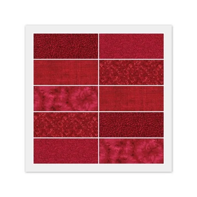 RED 100% Quilting Cotton Fabric - 10 FAT QUARTERS or 20 Strip JELLY ROLL, Dups - Image 1 of 4