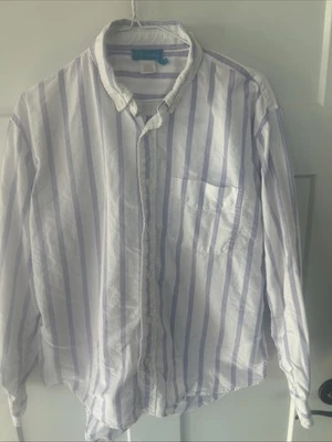 Fresh Produce Violet & White Stripe Long Sleeve Soft Cotton Long Sleeve Shirt-S - Image 1 of 4