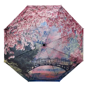 Galleria-Cherry Blossomss Auto-Open/Close Large Portable Rain Folding Umbrella - Picture 1 of 3