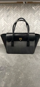 Black Leather and Fabric Lamberton Truex Handbag - Picture 1 of 7