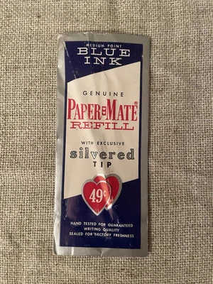 Pluma Paper Mate 1956 vintage recarga punta plateada tinta azul sin abrir Foto 1 de 2