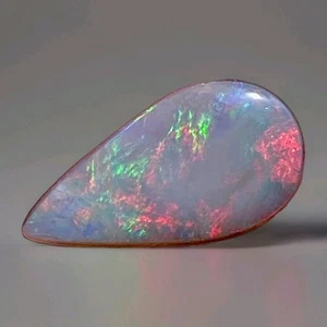 B-5 BRIGHT 1.75cts LIGHTING RIDGE FIRE RED AUSTRALIA CRYSTAL WHITE OPAL 16x8.5mm - Picture 1 of 5