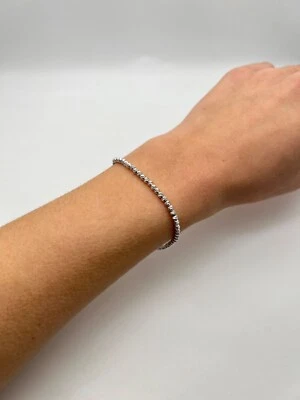 18K Weißgold Armband mit diamantgeschnittenen Perlen – Funkelndes echtes Gold - Bild 1 von 4