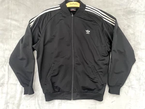 Adidas Track Jacket Uomo XL Nero Bianco Logo Trifoglio Anni 90 Vintage Originale - Foto 1 di 14