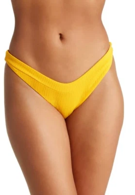 Maaji Honey Bianca Reversible High Leg Cheeky Bikini Bottoms sz M yellow - Image 1 of 4