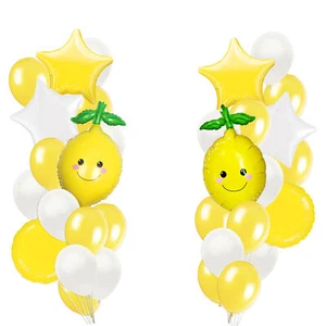 Lemonade Stand Yard Sale Booth Decoration Summer 32pc Balloons, Yellow White - Picture 1 of 8