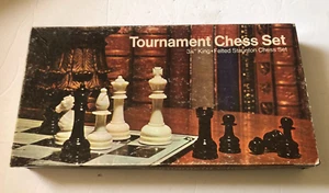 Vintage 1974 E.S. Lowe Tournament Chess Set Felted Staunton Chess Set w/Manual - Picture 1 of 15