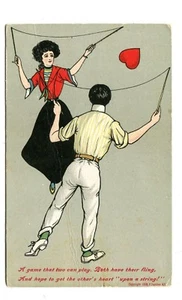  Vintage postcard ROMANCE LOVE Couple playing DIABOLO 1908  - Picture 1 of 2