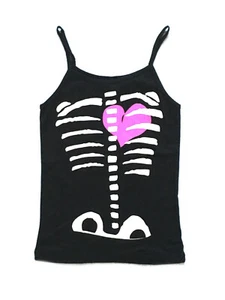 Skeleton Heart - Spaghetti Top Girlie Girl Shirt - Größe Size L - Bild 1 von 1
