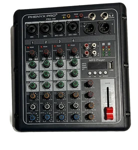 Phenyx Pro PRX-100 Audiomixer, kompakt 4+2 Kanäle Mischpult mit 3 Band - Bild 1 von 3