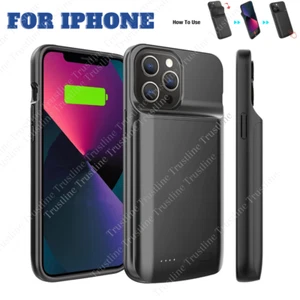 For iPhone 15 14 13 12 11 XR External Fast Battery Charger Case Power Bank Cover - Picture 1 of 43