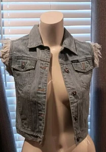 Guess Denim vest Vtg bling GIRLS MEDIUM - Picture 1 of 7