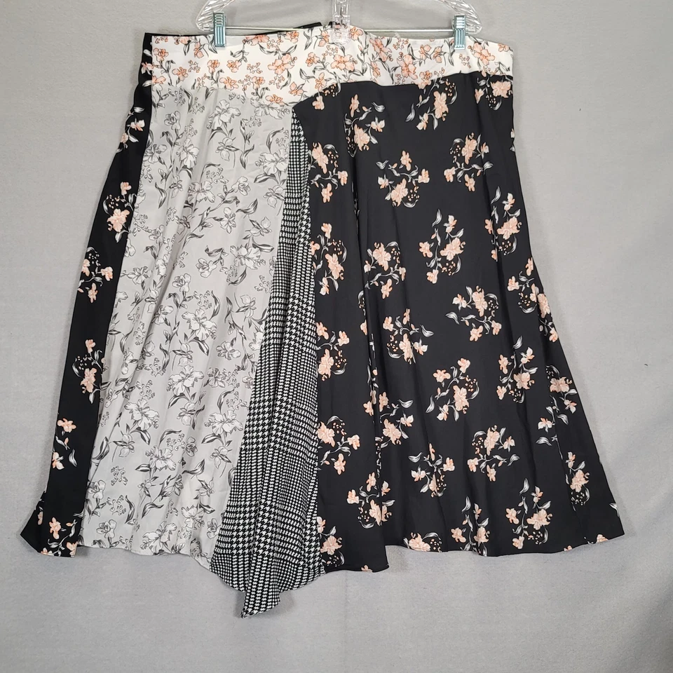 Calvin Klein Womens Black Asymmetric Printed Midi Skirt Plus 20w BHFO 0598