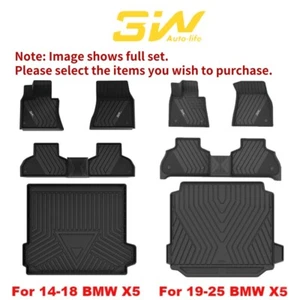 3W Floor Mat for BMW X5 2014-2025 All Weather Custom Fit Car Floor Liner TPE - Picture 1 of 26