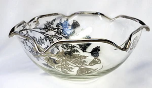 Antique POPPIES Flanders Flowers Silver Overlay Bowl 6 1/2” - Picture 1 of 3