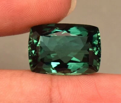 Natural Mozambique Green Tourmaline 11.55 Ct Cushion Cut Loose Gemstone TREATED - Image 1 of 4