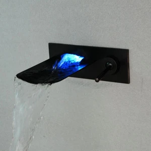 LED Waterfall Bathroom Faucet Oil Rubbed Bronze One Handle Brass Mixer Basin Tap - Picture 1 of 12