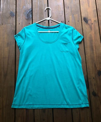 SB Active Mujer XL Kelly Verde Rayas Manga Corta Camiseta Top con Bolsillo Bebé Foto 1 de 4